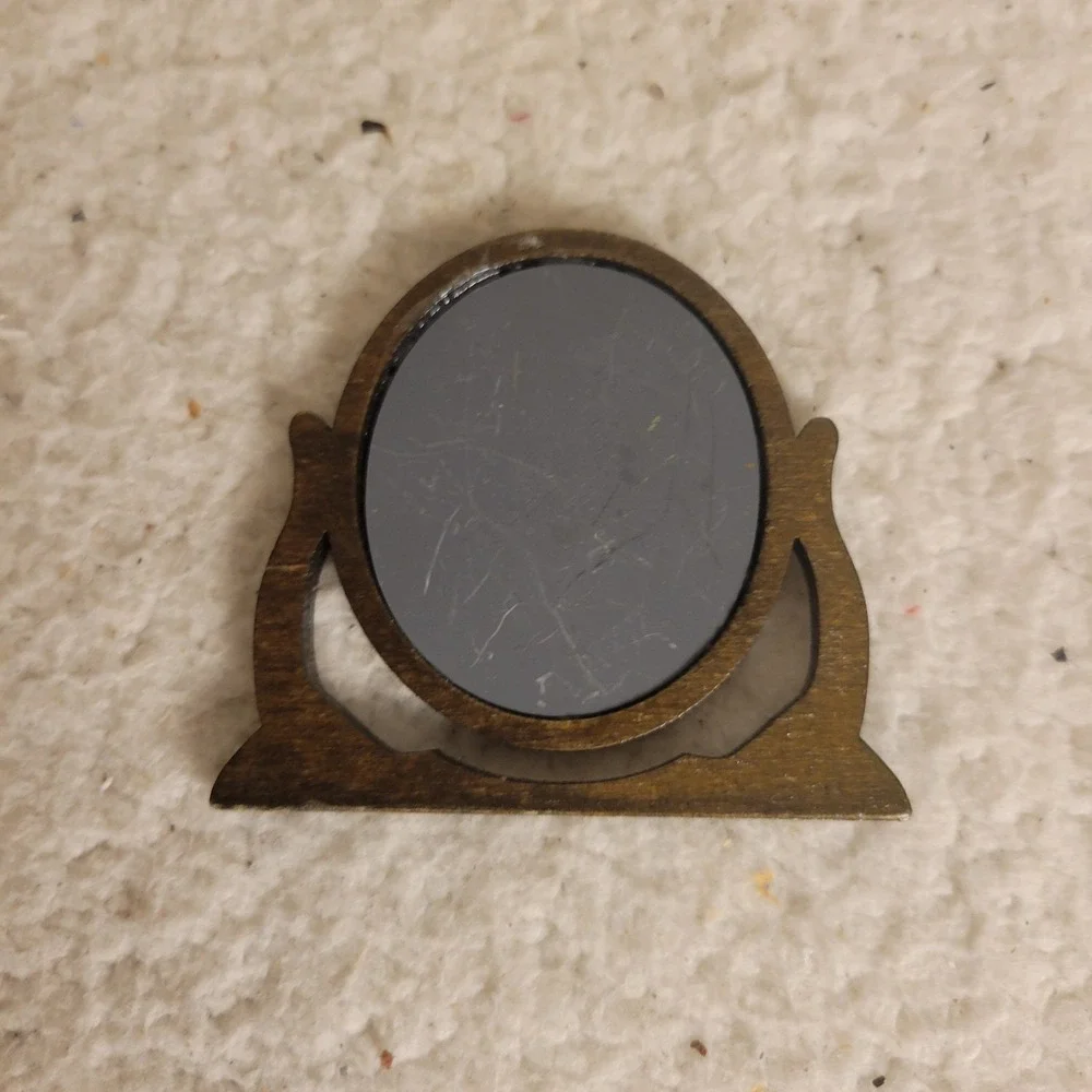 Dollhouse Miniature Vintage Wood Mirror